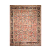 10x14 Hand Knotted 100% Wool Mahal Traditional Oriental Area Rug Salmon, Black Color